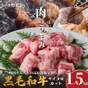 低温でも脂身がとろけるゆすはら牛サイコロカット 1.5kg　牛肉 和牛 黒牛 BBQ オレイン酸 高知県産