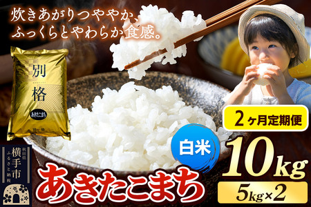 《令和7年産》《定期便2ヶ月》 米 あきたこまち 10kg（5kg×2袋） 【白米】 秋田県産