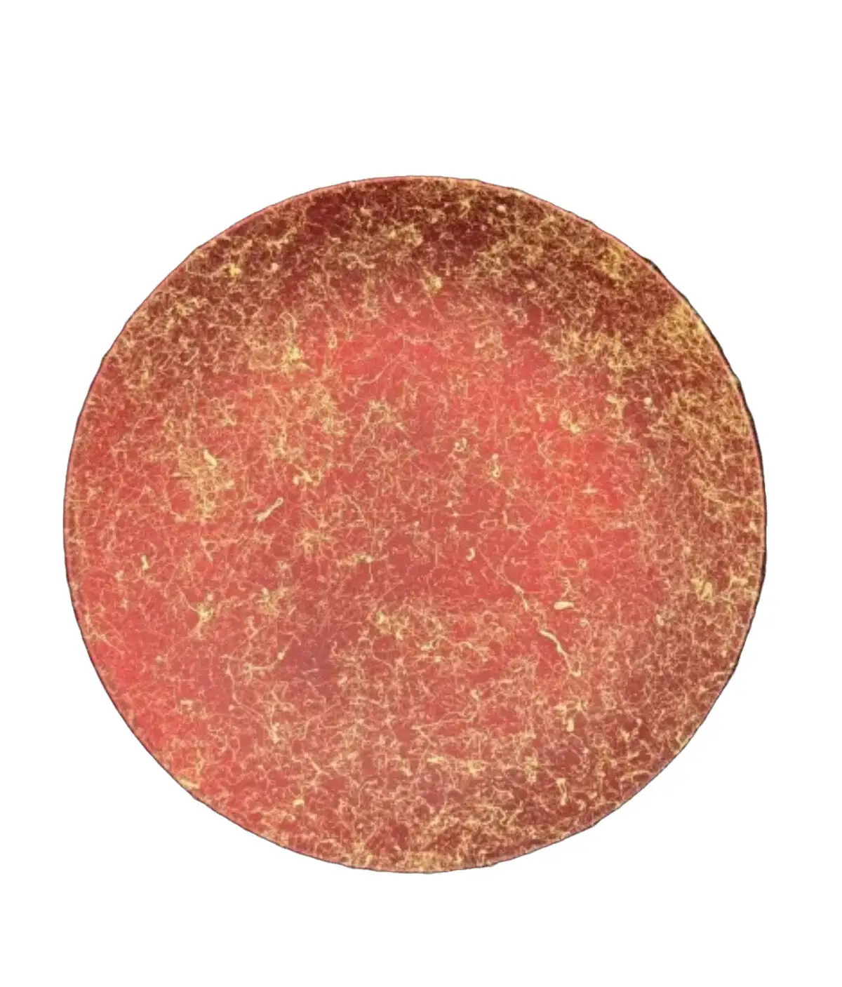 丸小皿 乱糸（マット仕上げ）赤溜［NF180］