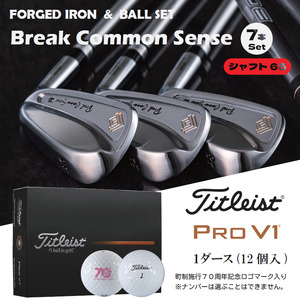 【ウルトラ軽量アイアン】Fujimoto_BCS iron(7set) 65 ＆ゴルフボールV1（1ダース）　　1120BE01S.／軟鉄鍛造 フォージド アイアン 国産 ゴルフクラブ ゴルフボール タイトリスト 藤本技工 地クラブ  