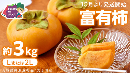 富有柿 Lまたは2L 約3kg【2026年10月より発送開始】（茨城県共通返礼品 [柿]：大子町産）
