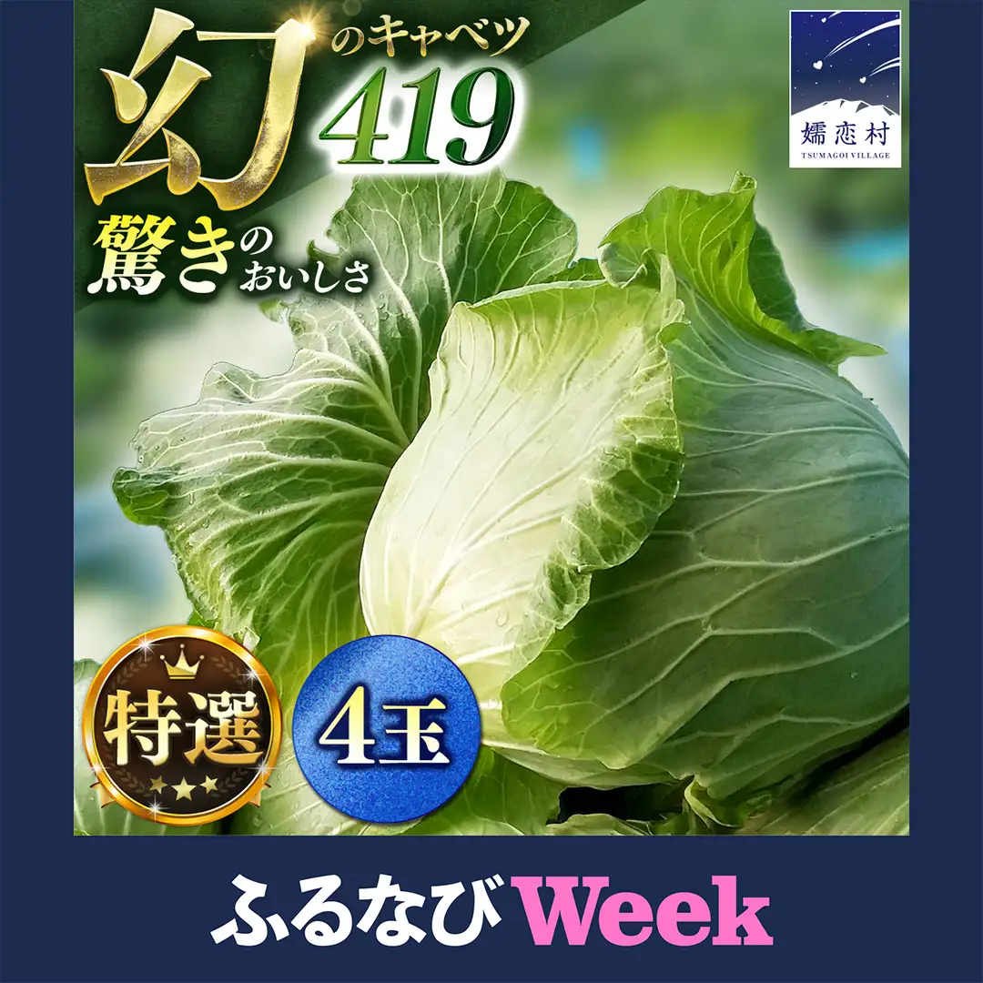 【ふるなびWEEK対象】＜レビューキャンペーン開催中＞＜7月中旬発送開始＞ 【 特選 】 まぼろしの419キャベツ 4玉 [AL021tu]