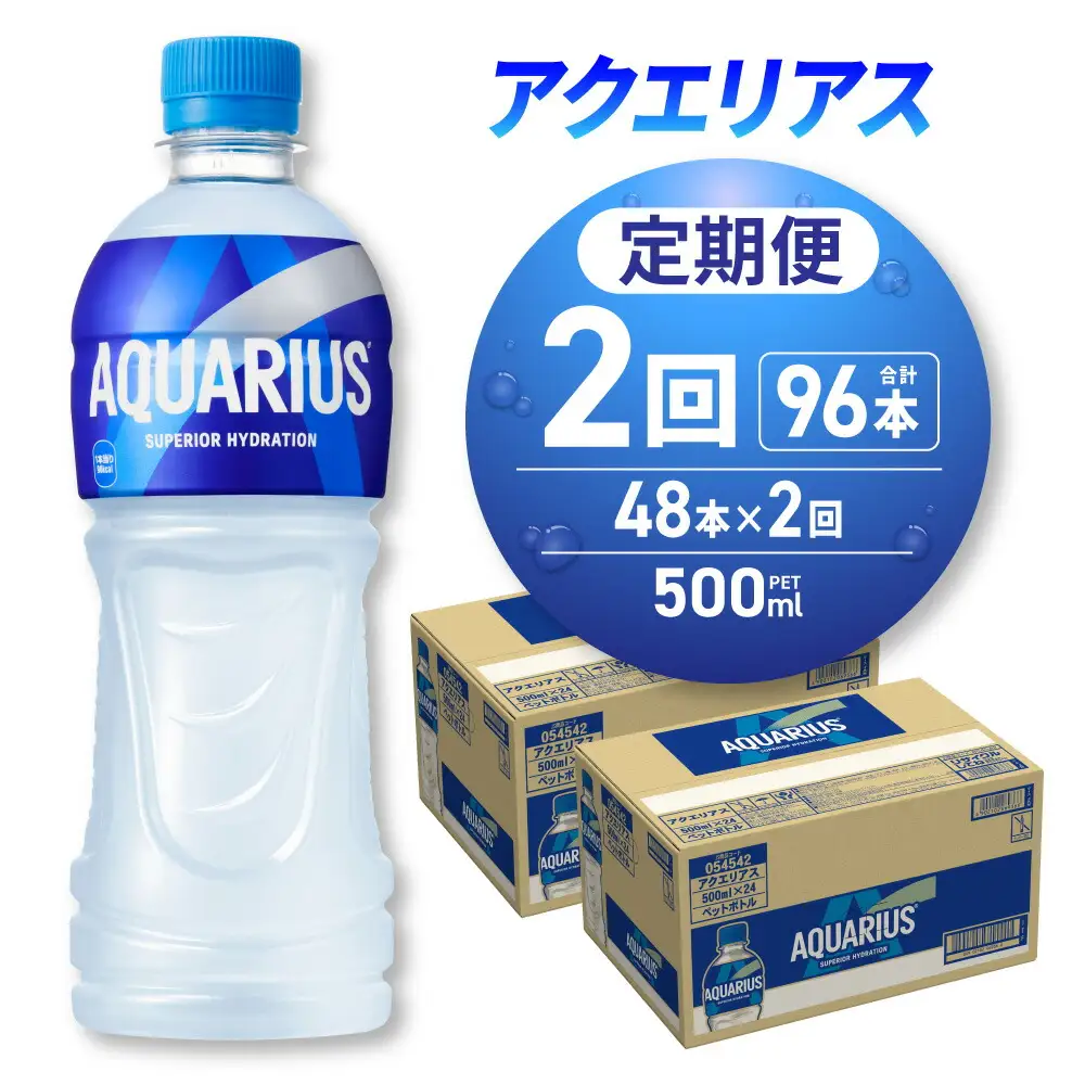 【2ヶ月定期便】アクエリアス500mlPET×48本｜コカ・コーラ 飲料 ドリンク 飲み物 スポーツドリンク スポドリ 北海道 札幌市