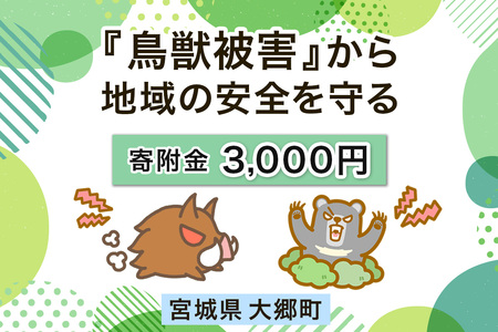宮城県大郷町への寄付 (返礼品はありません) 鳥獣被害から地域の安全を守る イノシシ・熊出没防止対策・環境整備へのご支援を【寄附額3千円】 [0277]