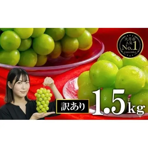 【2026年収穫分先行予約】【訳あり】 産地直送シャインマスカット(約1.5kg）