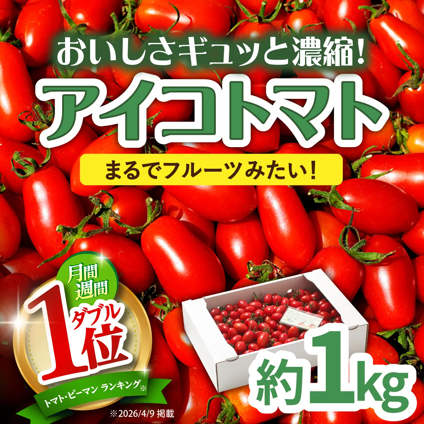 完熟ミニトマト】アイコトマト 約1kg [SCB039] トマト | 長崎県南島原