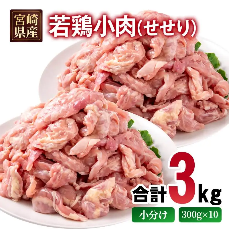 宮崎県産若鶏 小肉（せせり）3kg 小分け 300g ×10パック＜70-14a＞