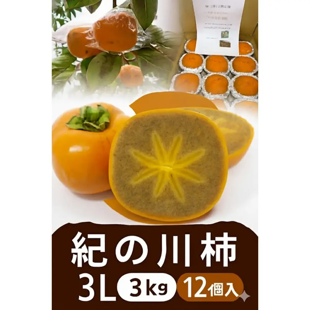 【2026年発送】黒の奇跡☆九度山の紀の川柿 3Lサイズ12個入 約3kg