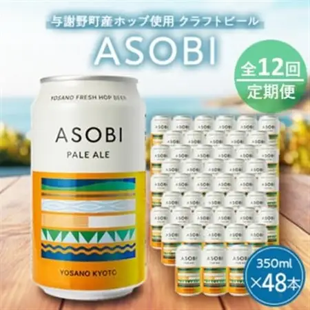 【毎月定期便】【与謝野町産ホップ使用】ASOBI(アソビ)350ml×48本　ペールエール全12回【4079236】
