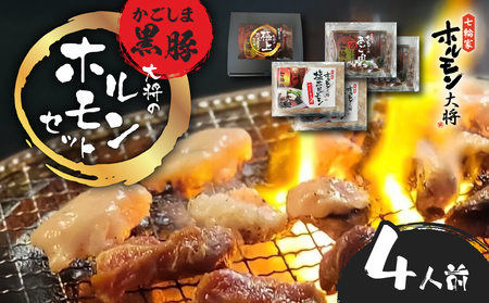 かごしま黒豚 ホルモンセット 4人前 （2×2 セット） K378-001_02 黒豚 豚 ホルモン 塩ホルモン あご肉 ホホ肉  お肉 肉 焼肉 七輪家ホルモン大将 ふるさと納税 鹿児島 おすすめ ランキング プレゼント ギフト