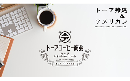 自家焙煎 コーヒー 350g（175g×2袋）トーア特選ブレンド 1袋 アメリカンブレンド 1袋 トーアコーヒー商会 ブレンドコーヒー 焙煎 珈琲 飲料類 コーヒー豆 珈琲豆 コーヒー粉 中挽き