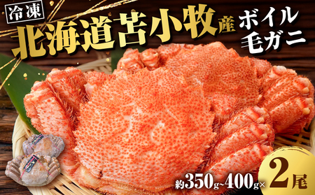 北海道苫小牧産 冷凍ボイル毛ガニ（350g～400g 2尾入） T020-008 魚介類 かに