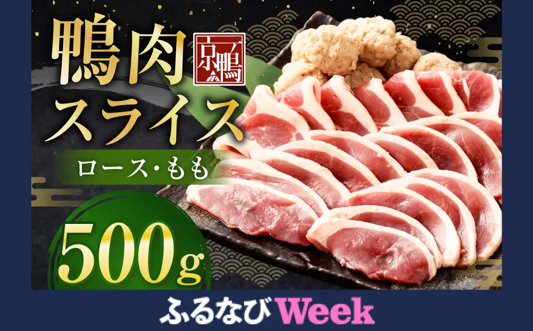 【ふるなびWEEK対象】京鴨　鴨肉スライス　250ｇ（ロース・もも）２袋 ／ 鴨肉 あい鴨肉 ロース むね ムネ もも モモ スライス 薄切り 国産 冷凍