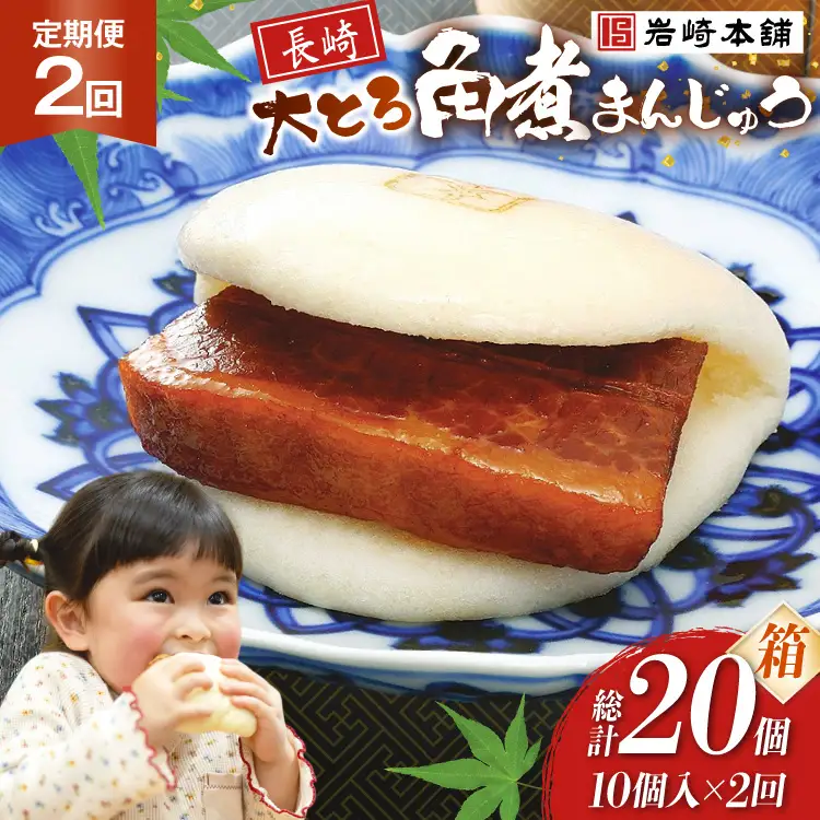 BJ053 岩崎本舗 【2回定期便】大とろ角煮まんじゅう 10個入 (箱) [長崎県 島原市]