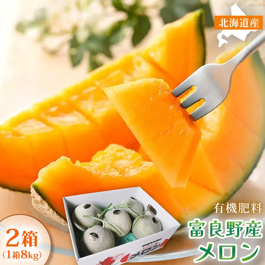 【糖度15度以上 赤肉メロン】富良野産 メロン 8kg サイズいろいろ 2箱｜北海道富良野市 7～8月発送 ご褒美 シェア プレゼント メロン 赤肉メロン 富良野メロン 果物 フルーツ 甘い 夏季限定