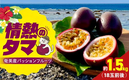 【 2026年 先行予約 】【 情熱のタマ 】 奄美産 パッションフルーツ 1.5kg （ 18玉前後 ） A203-001-01 フルーツ 果物 果実 期間限定 限定 甘酸っぱい 濃厚 美味しい おいしい 産地直送 奄美あさひ農園 ふるさと納税 鹿児島 奄美市 おすすめ ランキング プレゼント ギフト