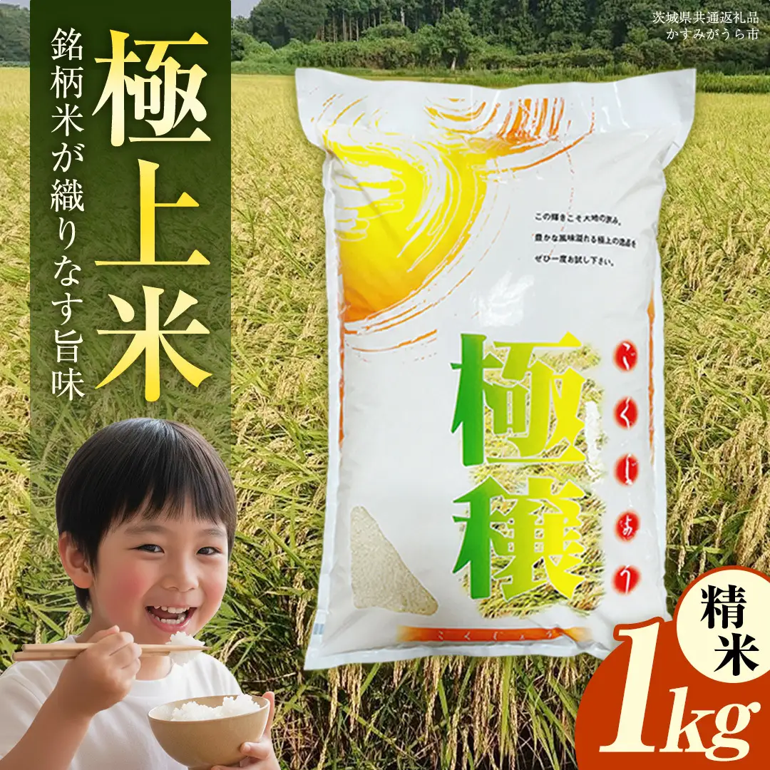 【 令和7年産 】 極上ふるさと米 精米 1kg (茨城県共通返礼品 かすみがうら市) スピード 最短 7日 すぐ届く すぐ発送 スピード発送 早い 米 ごはん もっちり 甘い コメ お米 白米 コシヒカリ こしひかり あきたこまち にじのきらめき ミルキークイーン オールインワン米 [EX030sa]