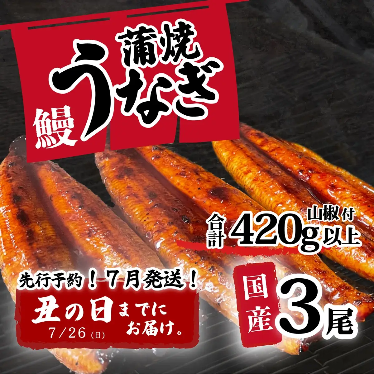 【土用の丑の日お届け】 国産 うなぎ 蒲焼き 3尾 420g以上 訳あり ウなぎ