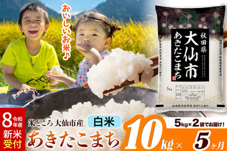 《令和8年産 新米受付》《定期便5ヶ月》あきたこまち【白米】 米どころ秋田県大仙市産 精米 10kg（5kg×2袋）