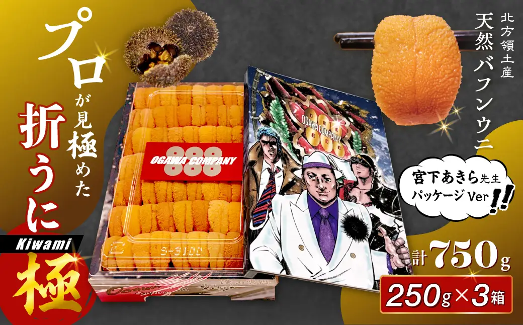 ≪プロ厳選≫最高級折うに(極)宮下あきら先生パッケージVer計750g うに ウニ 雲丹 折うに 海鮮 海産物 北海道 浜中町 ふるさと納税 人気_H0014-107