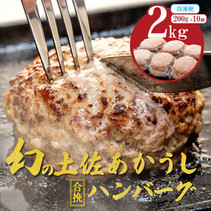 希少あかうし 土佐あかうし ハンバーグ 2.0kg 2kg 200g × 10個 合い挽きハンバーグ 冷凍 真空 小分け 個包装 肉汁 たっぷり 大容量 大きめ 合挽き 牛肉 豚肉 保存料 不使用 ビーフ ポーク 合いびき肉 挽肉 おかず 惣菜 晩ごはん 贅沢 お取り寄せ 肉 ギフト 人気 高知県 須崎市 お惣菜 はんばーぐ hannba-gu