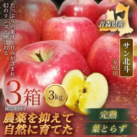 【青森直送 季節の味覚をお届け!】サン北斗(幻のサン北斗)3kg×3箱(家庭用)青森産 産地直送【配送不可地域：離島】【1700965】