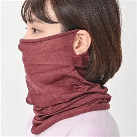 日本製 シルク100% スヌード 筒形 耳穴4穴 ネックウォーマー (ワイン) (741-7589)【1630371】
