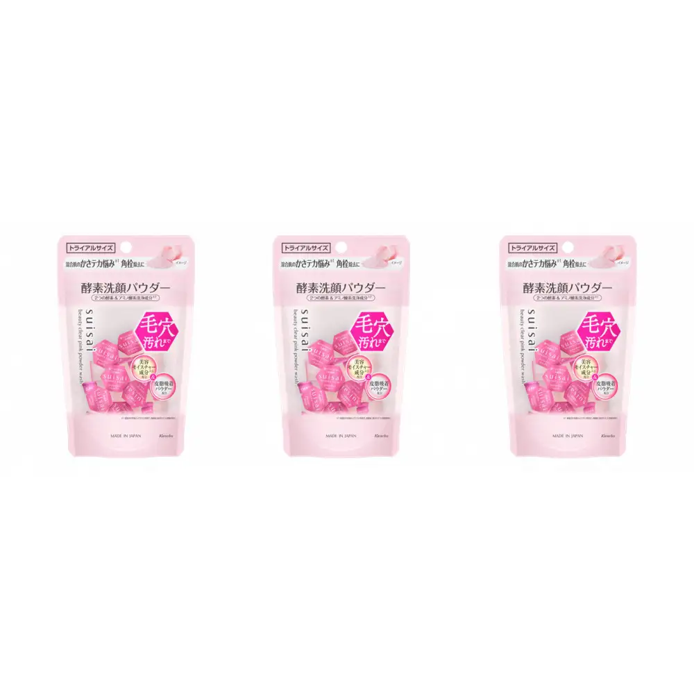 花王 susai  ビューティクリア　ピンク　パウダーウオッシュ トライアル　【スイサイ 美容　化粧品 コスメ 人気 スキンケア　洗顔 酵素 酵素洗顔 パウダー 角質 角栓 毛穴 黒ずみ 除去 皮脂 吸着 肌　保湿　潤い　うるおい　しっとり　ニキビ　ヒアルロン酸Na　モイスチャー　かさつき　テカリ　個包装　トラベル 旅行 モモ果汁　ピンク　15個 神奈川県 小田原市】