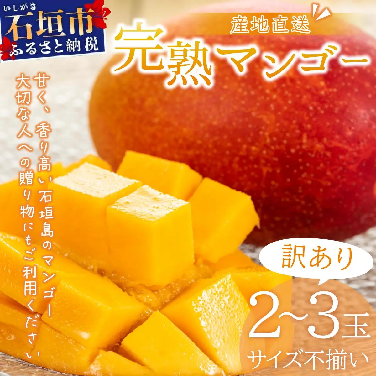 ＜先行予約＞【訳あり】マンゴー サイズ不揃い 2～3玉 (約1kg)  KP-26