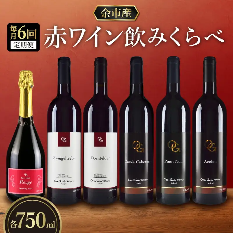 【定期便6回】【OcciGabi Winery】赤ワイン飲みくらべ定期便 OcciGabi Winery 赤ワイン 定期便 1本×6ヶ月【ワイン】_Y012-0113