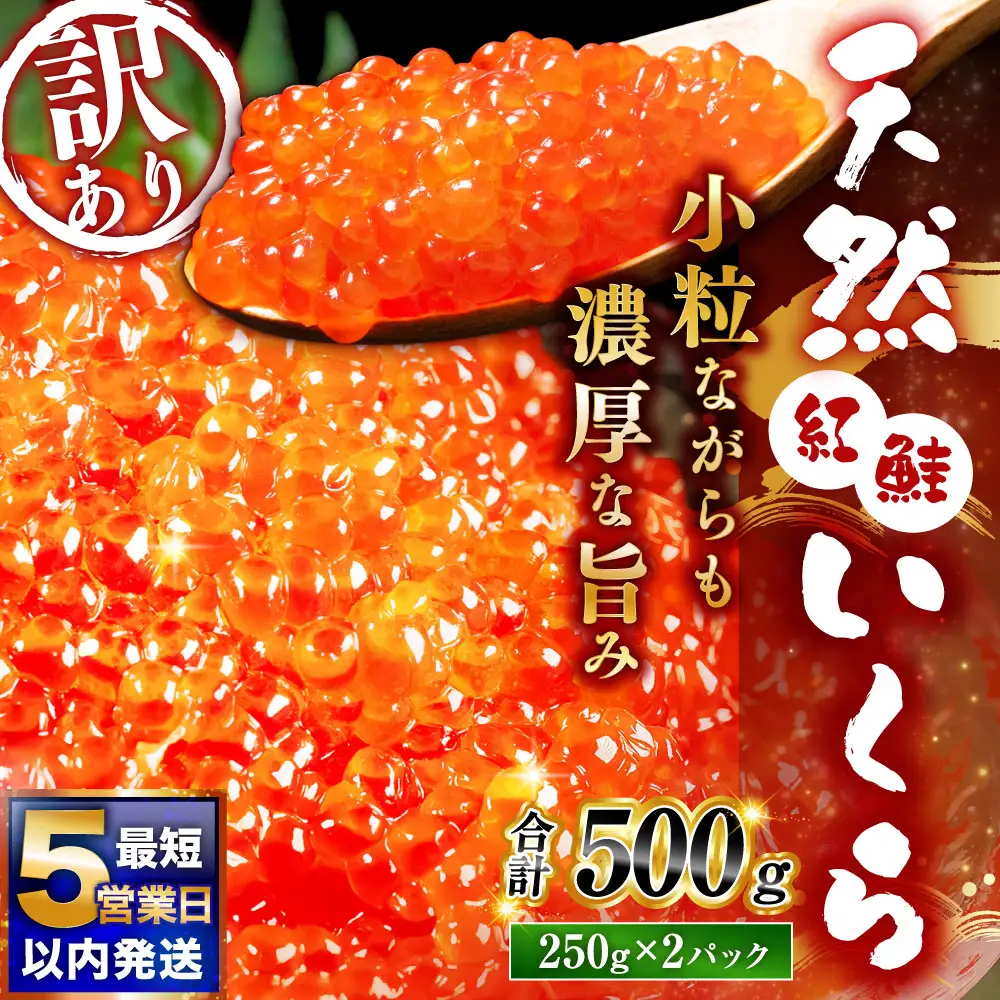 【決済より5営業日程度で発送】 紅鮭いくら醤油漬け 500g（250g×2） 冷凍 年末年始 いくら 鮭いくら ご飯のお供 ご飯 米 北海道 釧路市