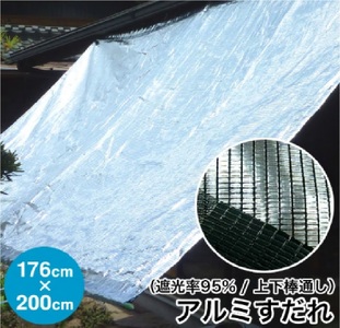 1204 日よけ 遮光率95% アルミすだれ 上下棒通しタイプ C1 巾176cm×丈2m ハトメ5×5