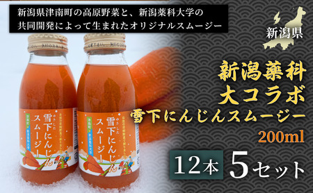 新潟薬科大コラボ 雪下にんじんスムージー 200ml（12本1箱） 5セット| 津南町 にんじん