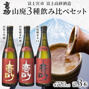0022-106-01 富士高砂酒造 日本酒 山廃 3種飲み比べセット 720ml×各1本 山廃大吟醸 山廃純米吟醸 山廃純米辛口