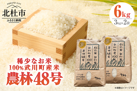 【令和7年度米】山梨最大の米処　北杜市武川町産　幻の米　農林48号3kg×2袋 粘り 甘味 冷めても美味しい 山梨最大の米処 [h057]