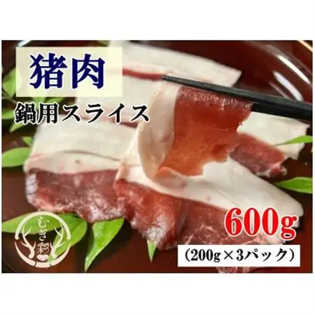 むぎ彩ジビエ　猪肉スライス鍋用　600g　小分け　ジビエ　徳島県牟岐町【配送不可地域：離島】【1706496】