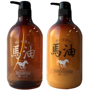 宇津木産業 馬油シャンプー&馬油コンディショナー本体セット(各1本)