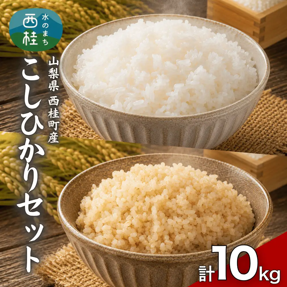 コシヒカリ【精米5キロ＋玄米5キロ】合計10キロ  / 国産 こしひかり  10キロ 令和7年産 米 お米 玄米 保存袋 生活必需品 ギフト 贈り物 お歳暮 ふるさと納税 送料無料【n0669_gou】