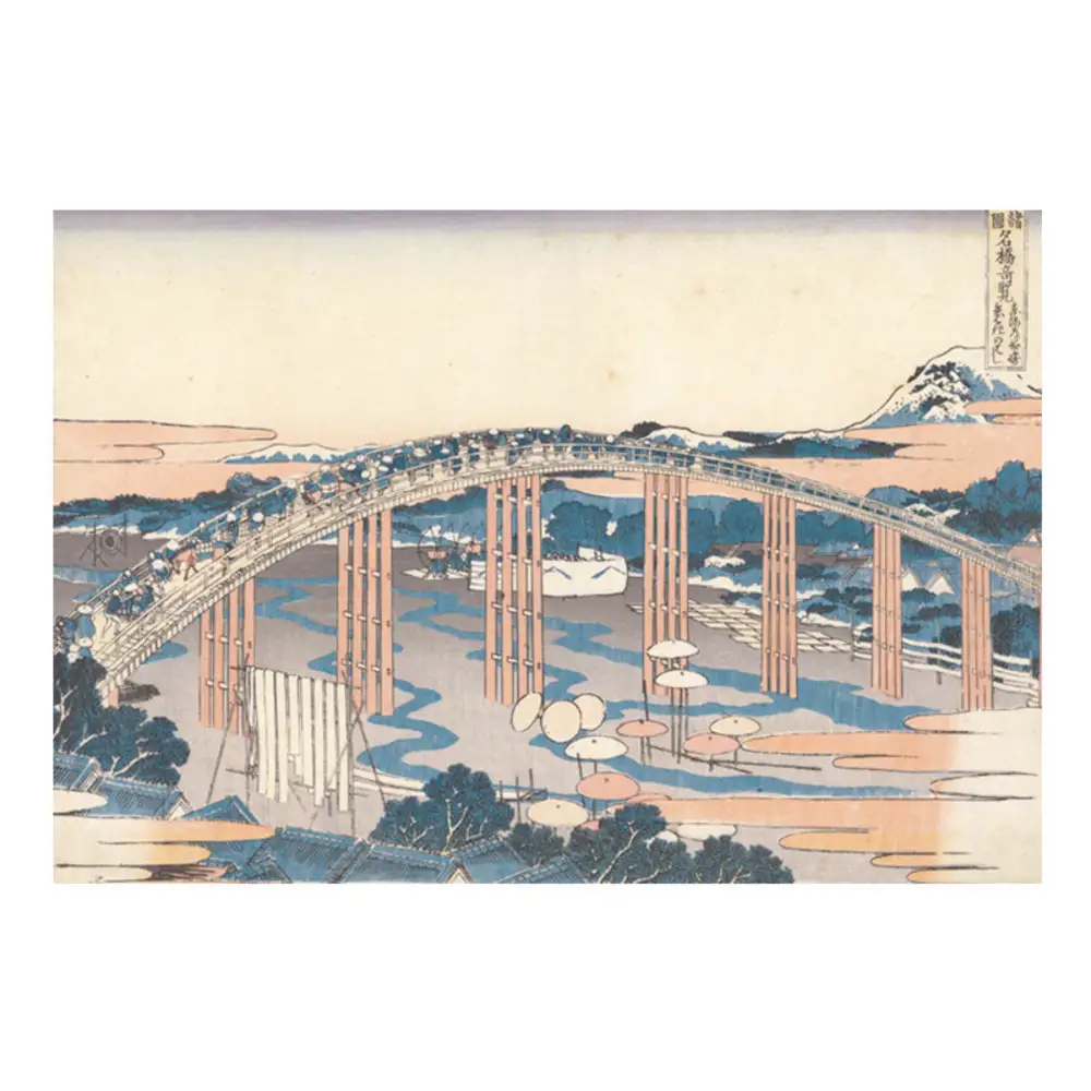 オリジナル【レプリカ浮世絵（１枚絵）葛飾北斎作「諸国名橋奇覧 東海道岡崎矢はぎのはし」】名古屋刀剣博物館