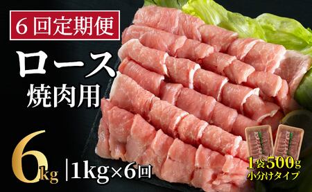 《定期便》長崎県産豚 ロース焼肉用計1kg(500g×2) 【6回お届け】