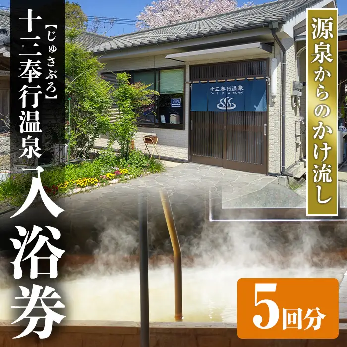 十三奉行(じゅさぶろ)温泉 入浴券 5回分 入浴チケット 【アーステクノ】 i1218-A