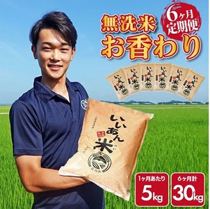 SH0093　【6回定期便】無洗米 お香わり（山形95号）　5kg×6回(計30kg)　農家直送『いいあん米』 AG