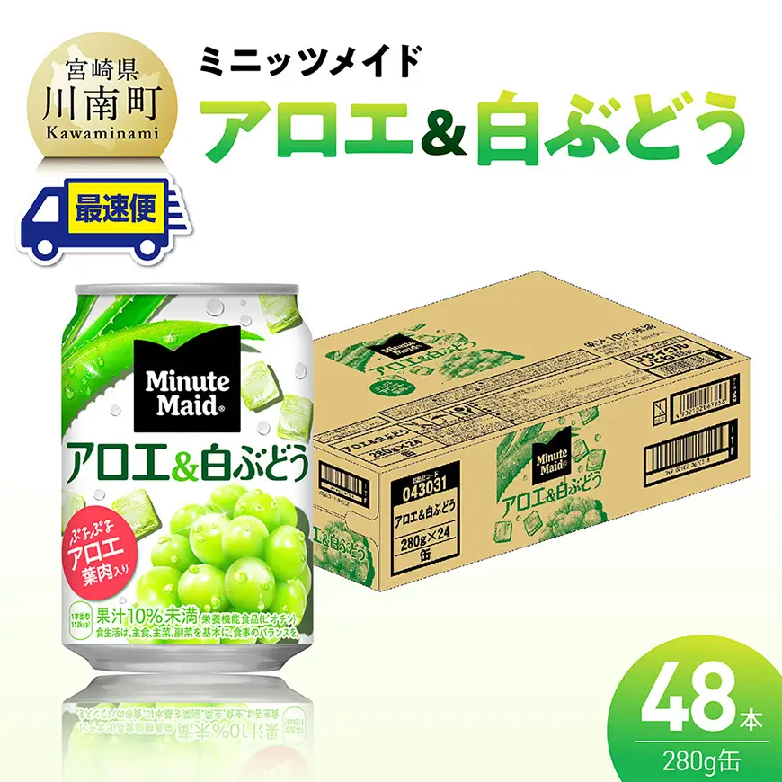 【最速便】コカ・コーラ ミニッツメイド「アロエ&白ぶどう」280g缶 48本（24本×2ケース） 【 飲料 アロエ 白ぶどう 果汁 長期保存 】