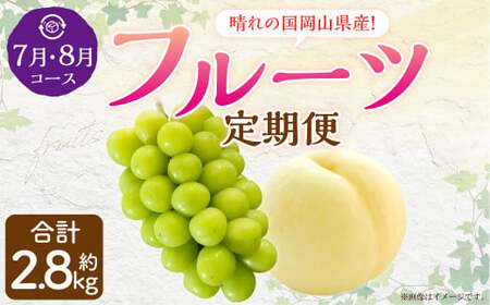 【2回定期便】岡山県産 フルーツ定期便コース （白桃・ 晴王） 計約2.8kg 【2026年7月上旬発送開始】 白桃 桃 もも シャインマスカット 晴王 ぶどう 葡萄 マスカット フルーツ 果物 くだもの 岡山