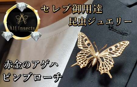 アゲハ蝶ピンブローチ　ピンクゴールドカラー　All insects　【セレブ御用達】【世界30個限定】