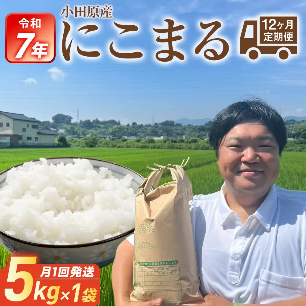 【期間限定・数量限定！】令和7年産　毎月お届け　定期便　富水米　精米　5kg×12か月　にこまる