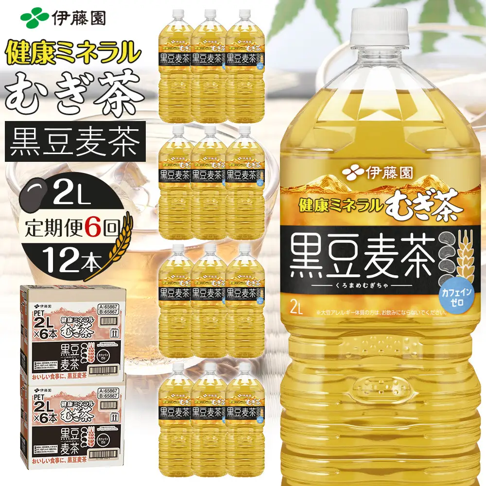 ［定期便 全6回 毎月発送］健康ミネラル麦茶黒豆麦茶 2L×2ケース （12本）