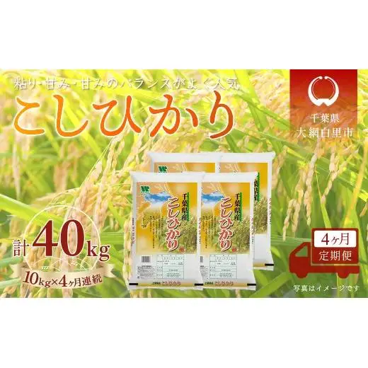 ＜4か月定期便＞ 千葉県産「コシヒカリ」精米 10kg×4か月連続 計40kg A069