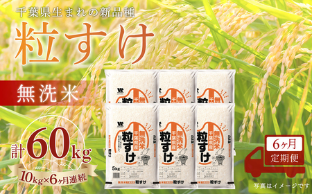 ＜6か月定期便＞ 千葉県産「粒すけ」無洗米 10kg×6か月連続 計60kg A100