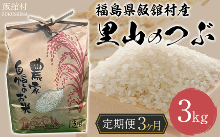 【3か月定期便】【令和7年産】 飯舘村産 里山のつぶ 3kg  ITTAM003